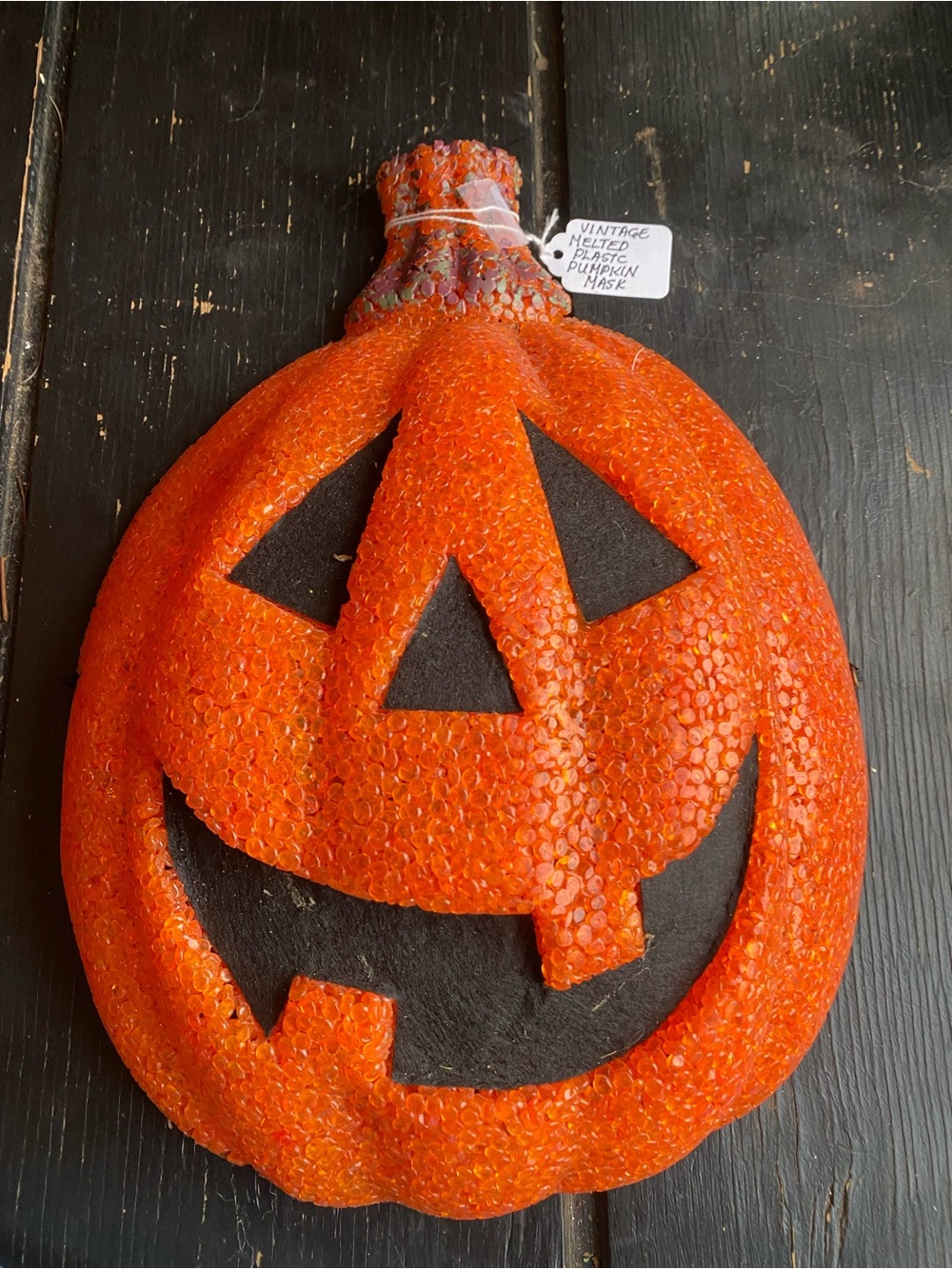 Orange Sequin Pumpkin Mask - Festive Halloween Decoration